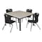 Regency Tables > Height Adjustable > Square Mobile Table & Chair Sets, 42 W, 42 L, 23-34 H, Maple TB4242PLAPCBK45BK - alternate 1
